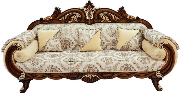 Woodzone Handicrafts Fabric 3 Seater Sofa