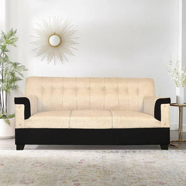 LIVEWELL Premium Quality Jute Fabric 3 Seater  Sofa