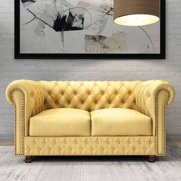 Soul Light Art Wooden Modern Sofa Tufted Couch with Deep Seats,Chesterfield 2 Seater Sofa Fabric 2 Seater  Sofa