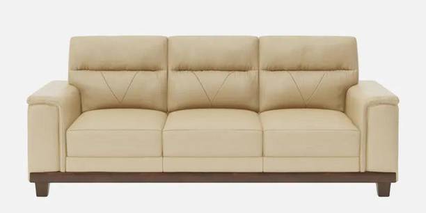 Home wood Leather 3 Seater Sofa in Beige Colour Leather 3 Seater  Sofa