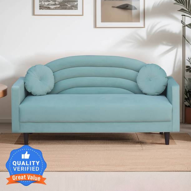 ARRA Rainbow Three Seater Sofa Round Quilted Back with Soft Velvet Fabric Fabric 3 Seater  Sofa
