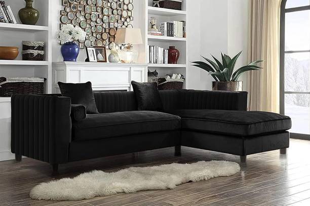 Dr Smith L Shape Chesterfield Fabric Velvet Corner Sofa Set Fabric 4 Seater  Sofa