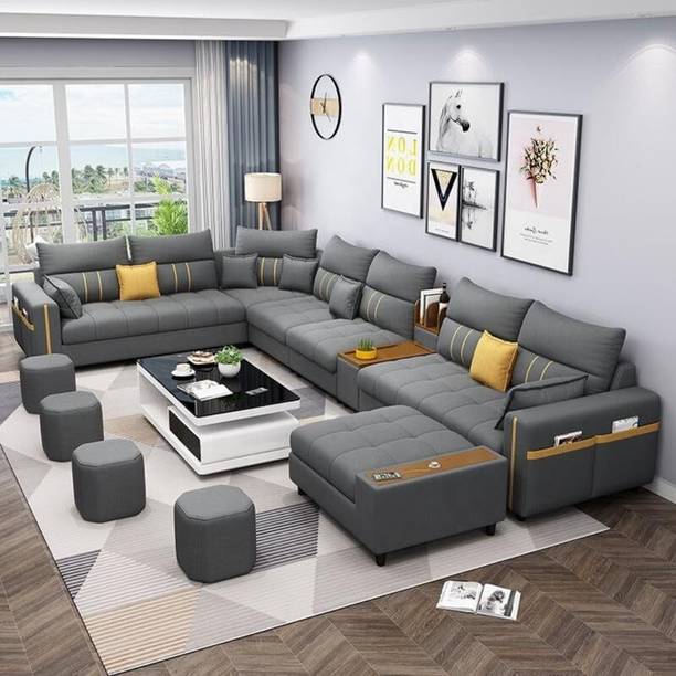 WAKESURE Premium Quality Leather Leatherette 12 Seater  Sofa