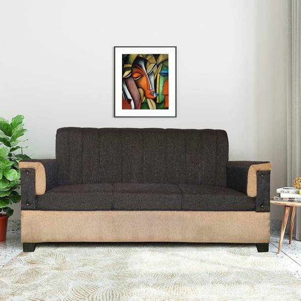 WAKESURE Premium Quality Jute Fabric 3 Seater  Sofa