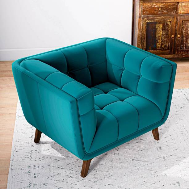 Torque Louis 1 Seater Fabric Sofa For Living Room| Bedroom| Office - Green Fabric 1 Seater  Sofa