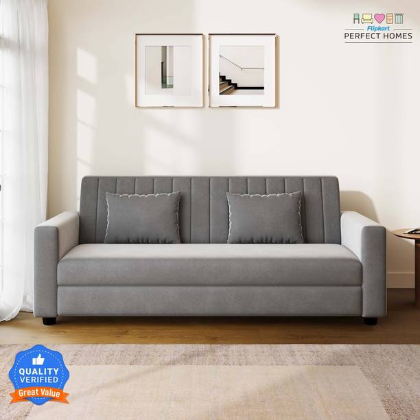 Flipkart Perfect Homes Aeroform Luxuary Sofa Velvet Upholstery l Rick look Legs Fabric 3 Seater  Sofa