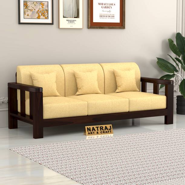 NATRAJ ART & CRAFT Solid Sheesham Wooden 3 Seater Sofa Set for Living Room Bedroom Home Fabric 3 Seater  Sofa