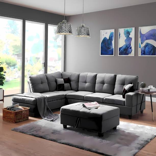 Homeify Alora Fabric 5- to 6-Seater Sofa L Shape Sofa Set For Living Room Fabric 6 Seater  Sofa