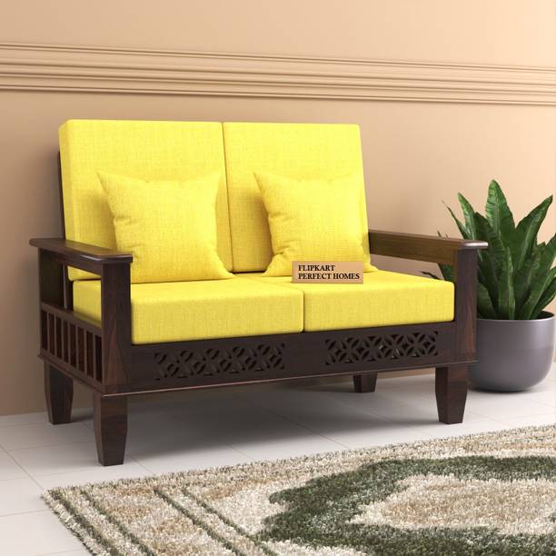 Flipkart Perfect Homes CNC Cutting Designed Sheesham Wood Two Seater Sofa With Side Pocket Storage || Fabric 2 Seater  Sofa