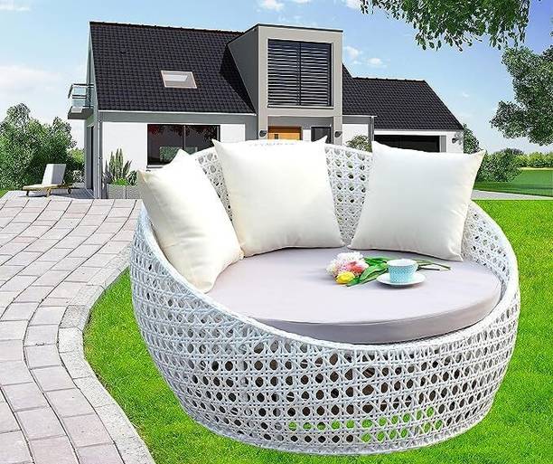 Mymigos Outdoor/Pool Side/Garden/Balcony/Porch/Backyard/Terrace/Patio/Beach/Round Sofa Fabric 3 Seater  Sofa