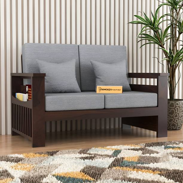 saamenia furnitures Solid Sheesham Wood 2 Seater Sofa { 40 Density Foam And Without Pillow } Fabric 2 Seater  Sofa