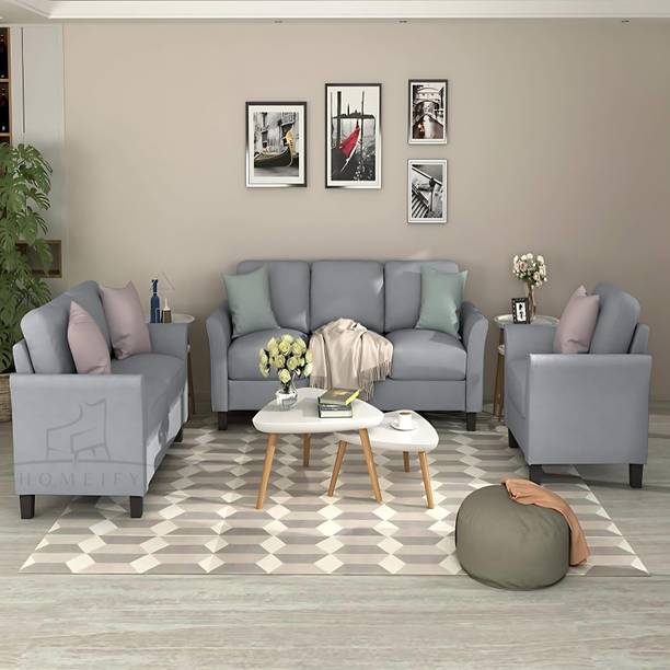 Homeify Wood Swiss 5- to 6-Seater Sofa 3+2+1 Sofa Set for Living Room Fabric 6 Seater  Sofa