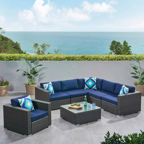Mymigos Outdoor Conversation Set Patio Furniture Set All Weather, Backyard Fabric 6 Seater  Sofa