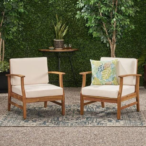 Krishna Wood Decor Solid Sheesham Wood Set Of Two Sofa Chair For Living Room/ Office || Fabric 1 Seater  Sofa