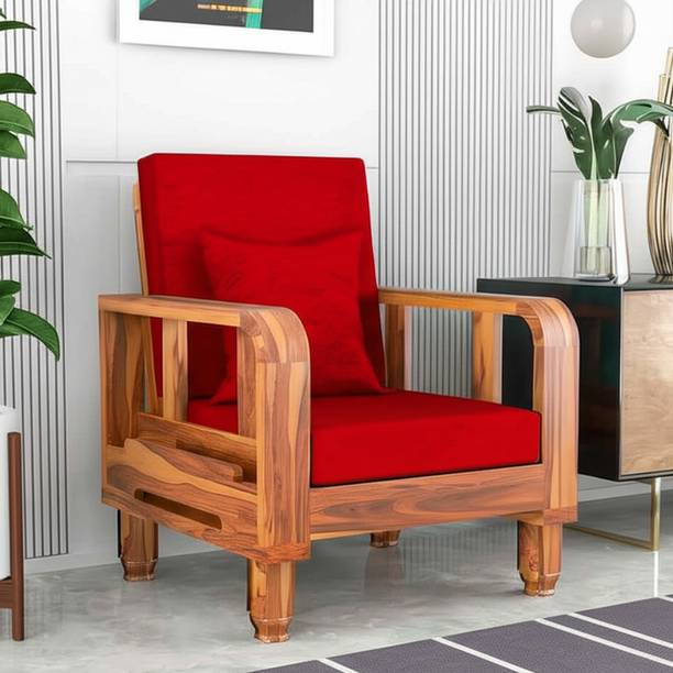 Kendalwood Furniture Solid Wood 1 Seater Wooden Sofa set for living Room Furniture Fabric 1 Seater Sofa