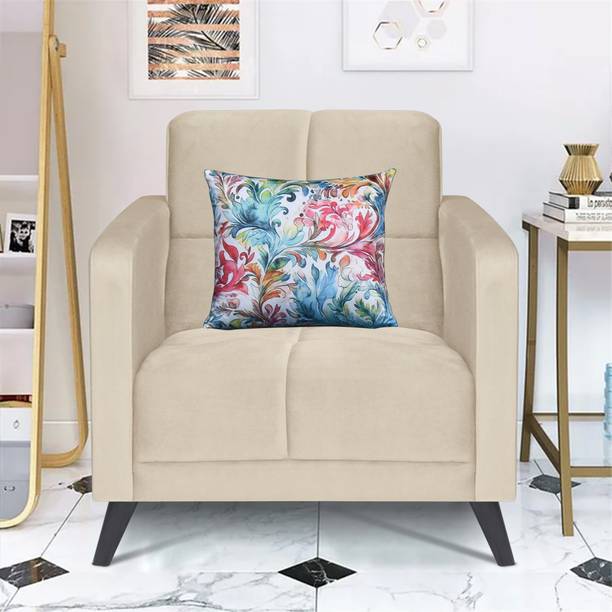 ARRA Jasper Tufted Back One Seater Sofa With One Printed Cushion Fabric 1 Seater  Sofa