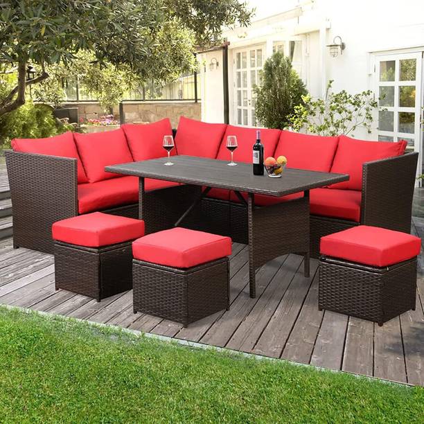 Mymigos Outdoor Conversation Set Patio Furniture Set All Weather Fabric 9 Seater  Sofa