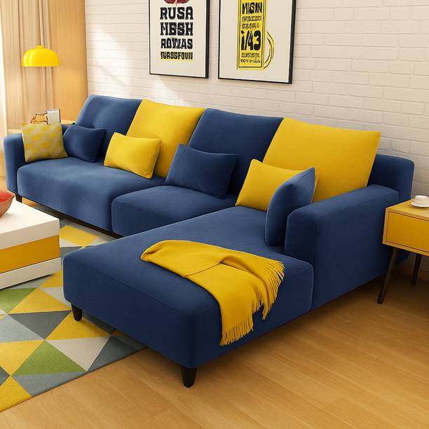 FURNY Mintora 6 Seater Fabric RHS L Shape Sofa Set for Living Room Fabric 6 Seater  Sofa