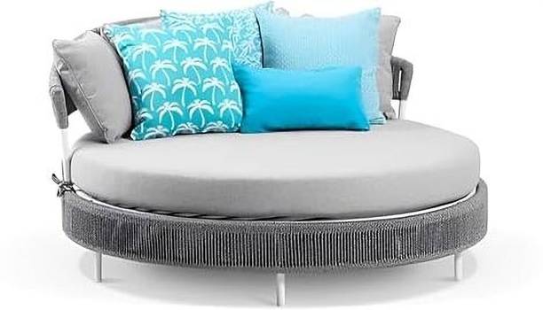 SunriseOF Rope Design Round Cushioned Sunbed ( Grey Colour with cushion) Leather 1 Seater  Sofa