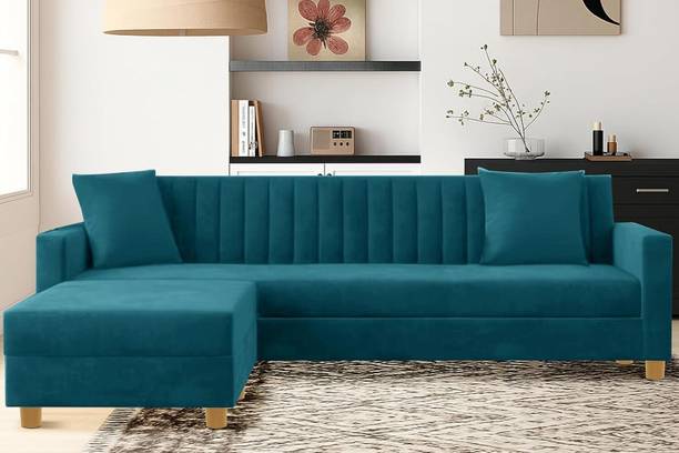 divisha homes Right-Hand 4-Seater Sectional Couch with Tufted Back Fabric 4 Seater  Sofa
