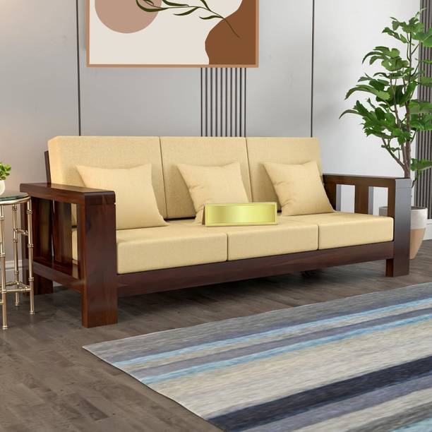 CRAFTWHIZ Wooden 3 Seater Sofa for Living Room | Sofa Set | Fabric 3 Seater  Sofa