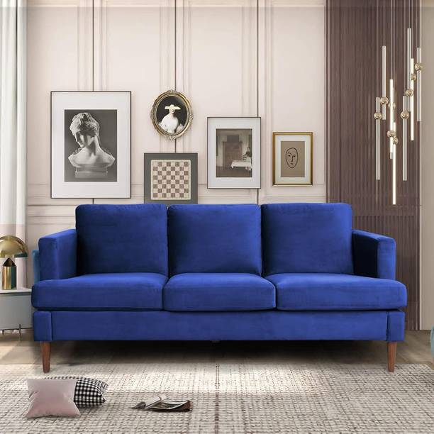 DMK Solid Wood Framed Upholstered Three Seater Fabric Sofa For Living Room/ Office | Fabric 3 Seater  Sofa