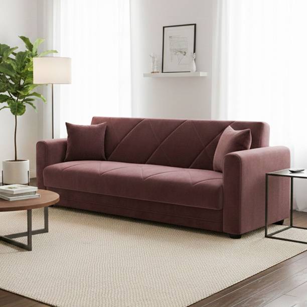 Flipkart Perfect Homes EliteRest Sofa, Velvet Fabric, Pine Wood Frame, Belt & Spring Support Fabric 3 Seater Sofa