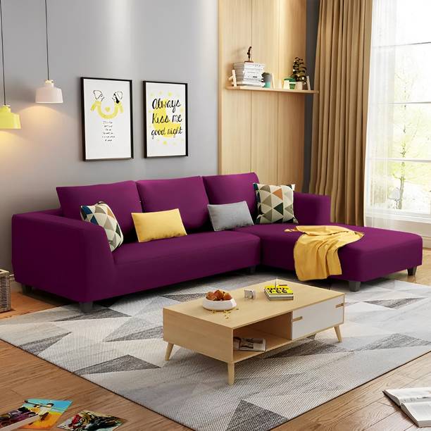 MintCasa Minta 4 Seater L Shape Left Facing Soft Cushion Wooden Frame Sofa Pre-assembled Fabric 4 Seater Sofa