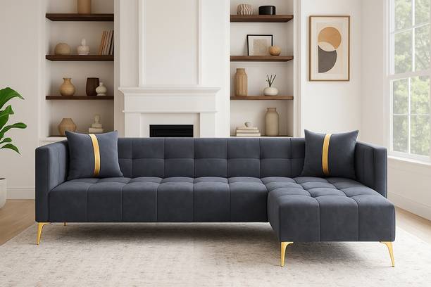 FURNY Styliving 6 Seater Fabric RHS L Shape Sofa Set for Living Room Fabric 6 Seater  Sofa