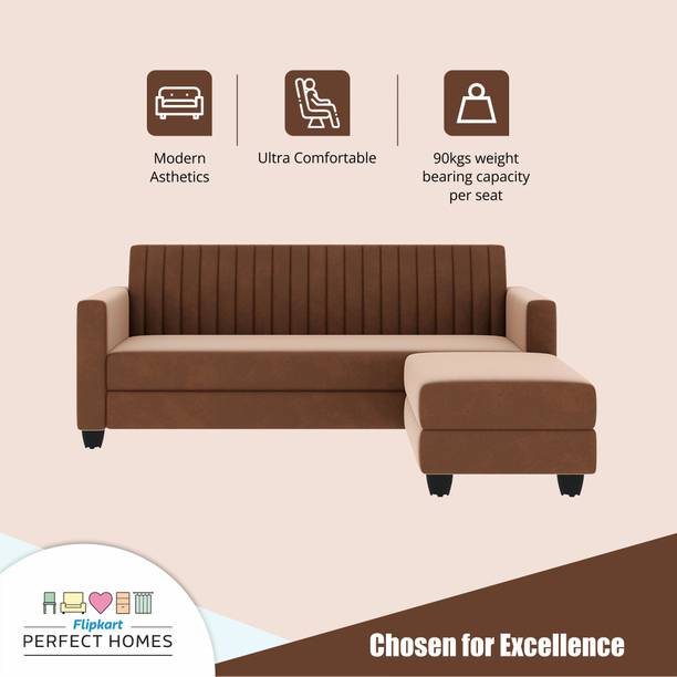 Nabiya Rengovo Tufted Velvet | Premium Comfort | 3 Seater Sofa With Ottoman Fabric 3 + 1 Sofa Set