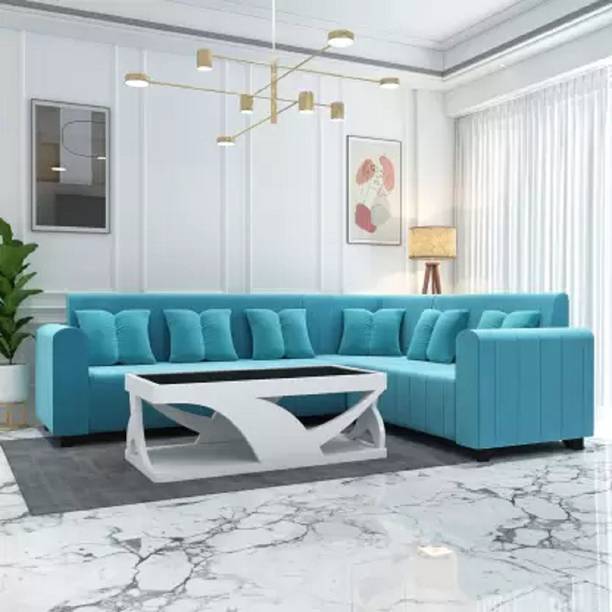 lifestyle furniture Royal aqua/blue Fabric 6 Seater  Sofa