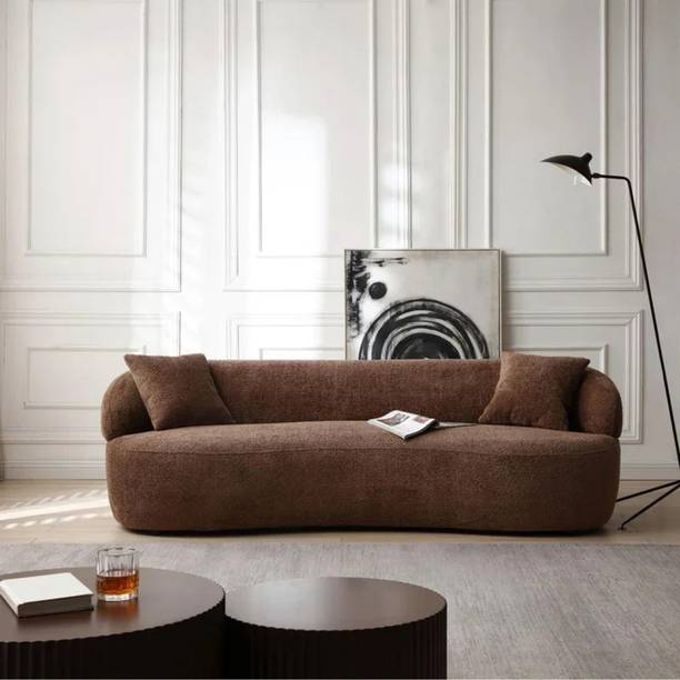 SIYARA DESIGN Modern Boucle Fabric 3 Seater Curved Sofa | Compact Couch | Upholstery Fabric 3 Seater  Sofa