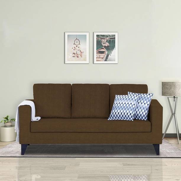 DMK Solid Wood Framed Upholstered Three Seater Fabric Sofa For Living Room/ Office | Fabric 3 Seater  Sofa