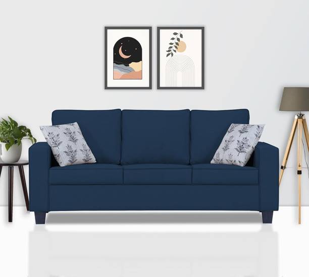Manorekha Solid Wood Framed Upholstered Three Seater Fabric Sofa For Living Room/ Office | Fabric 3 Seater  Sofa
