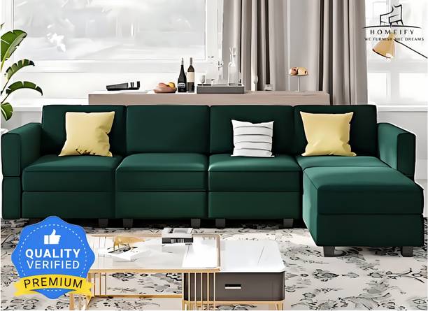 Homeify Skyler 5 Seater Fabric Sectional Sofa for Living Room Fabric 5 Seater  Sofa