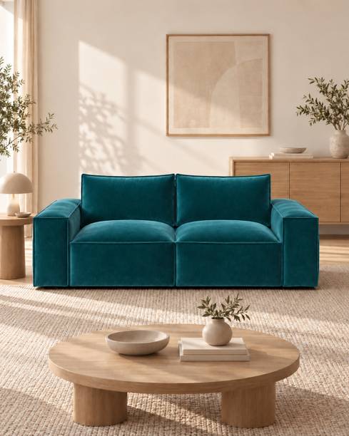 Sleepily Orlena Premium Velvet Fabric 2 Seater  Sofa