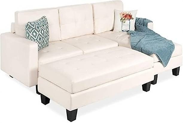 Comfort Couch Aiden 3 Seater Faux Leather L-Shape Sectional Sofa with Ottoman Leather 3 Seater  Sofa
