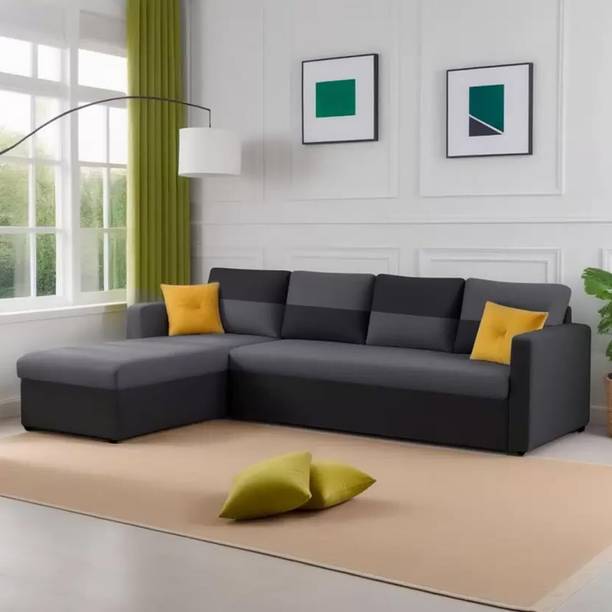 THE CEATSPOT Premium Quality LHS L Shape Sofa For Living Room, Bedroom, And Office Velvet Fabric 6 Seater  Sofa