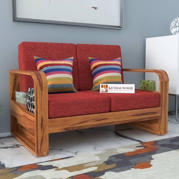 Kendalwood Furniture Solid Wood 2 Seater Wooden Sofa set for living Room Furniture Fabric 2 Seater  Sofa