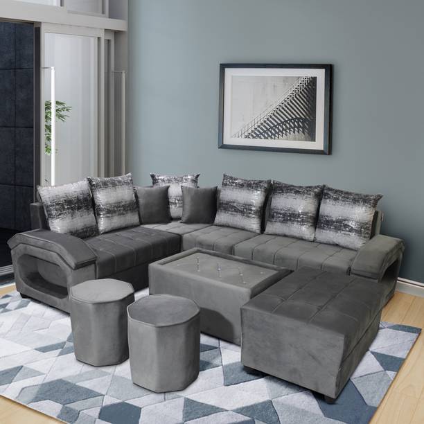 Urban Daily Ventura L Shape Sofa Set for Living Room Fabric 9 Seater  Sofa