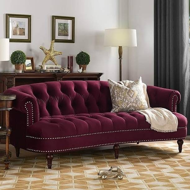 IRONIC HOUSE Chesterfield Sofa Button Tufted, Classic Style, Tuffted Fabric 3 Seater  Sofa