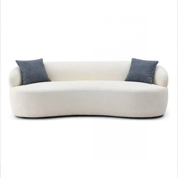 SIYARA DESIGN Modern Boucle Fabric 3 Seater Curved Sofa | Compact Couch | Upholstery Fabric 3 Seater  Sofa