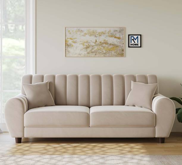 RM HOME Vittoria Luxury Sofa Elegant Curved Design Velvet Finish Fabric 3 Seater Sofa