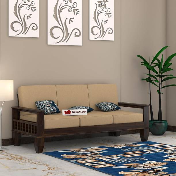 NATRAJ ART & CRAFT Solid Sheesham Wooden 3 Seater Sofa For Home & Office Fabric 3 Seater Sofa