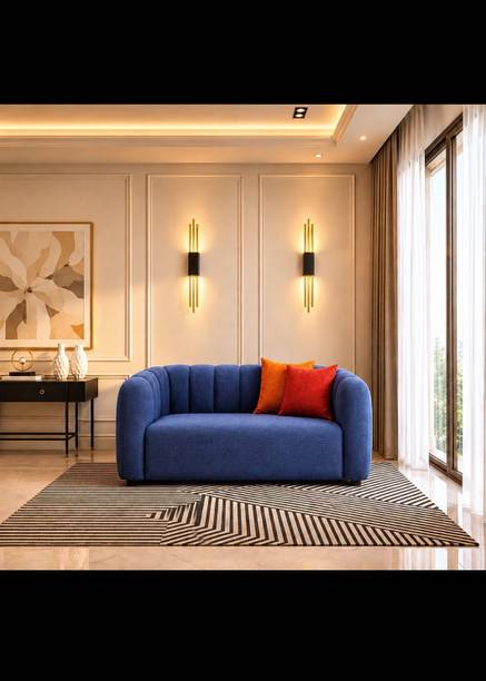 CARLTON LONDON Verona Curve Luxe Premium Velvet Fabric 2 Seater  Sofa