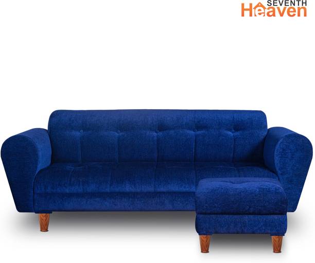 Seventh Heaven Milan 5 Seater Sofa with 2 Ottoman, Chenille Molfino Fabric: 2 year Warranty Fabric 3 + 1 + 1 Sofa Set