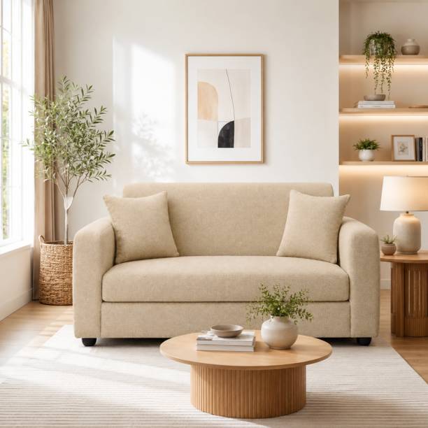 WAKESURE Premium Quality Jute Fabric 2 Seater  Sofa