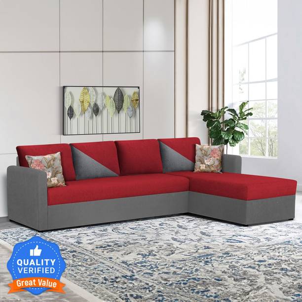Trevi Bliss E2O RHS Sectional Sofa 6 Seater Titanium Grey & Red Fabric 6 Seater  Sofa
