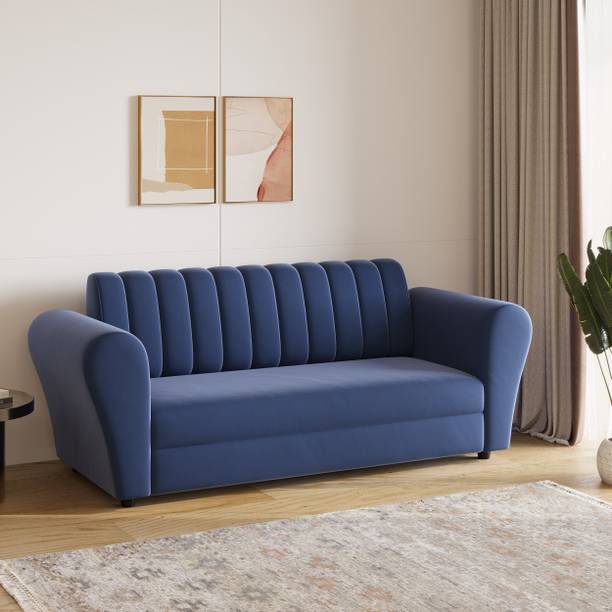 SunGrain Oaklyn Tufted Premium Velvet | Premium Comfort | 3 Year Warranty | Fabric 3 Seater  Sofa