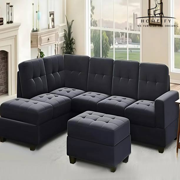 Homeify Ciesta Fabric 5- to 6-Seater Sofa L Shape Sofa Set with Storage Ottoman Fabric 6 Seater  Sofa